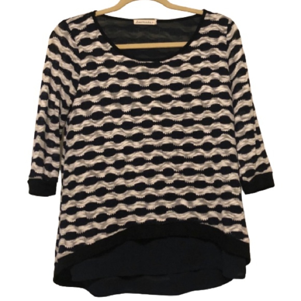 Lovemarks Navy Layered 3/4 Sleeve Sweater